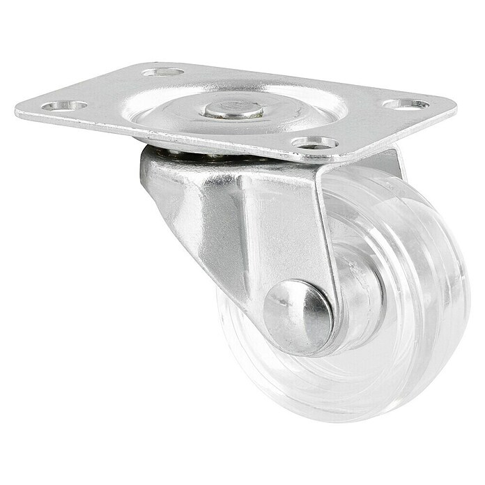 Wagner System Möbel-Lenkrolle (Traglast: 15 kg, Gleitlager, Mit Platte, Farbe Rad: Transparent, Durchmesser Rolle: 30 mm) | BAUHAUS