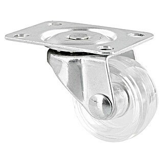 Wagner System Möbel-Lenkrolle (Traglast: 15 kg, Gleitlager, Mit Platte, Farbe Rad: Transparent, Durchmesser Rolle: 30 mm)