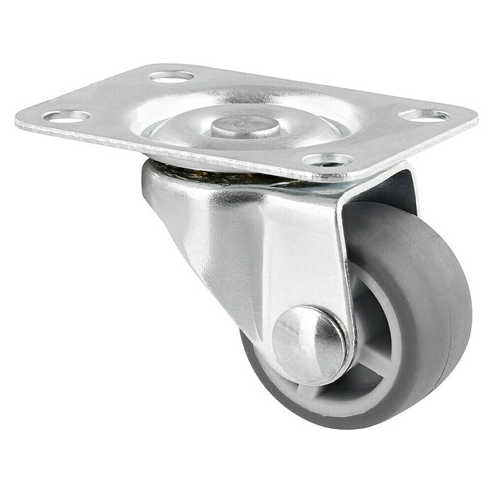 Wagner System Möbel-Lenkrolle (Traglast: 15 kg, Gleitlager, Mit Platte, Farbe Rad: Grau, Durchmesser Rolle: 25 mm) | BAUHAUS