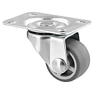 Wagner System Möbel-Lenkrolle (Traglast: 15 kg, Gleitlager, Mit Platte, Farbe Rad: Grau, Durchmesser Rolle: 25 mm)