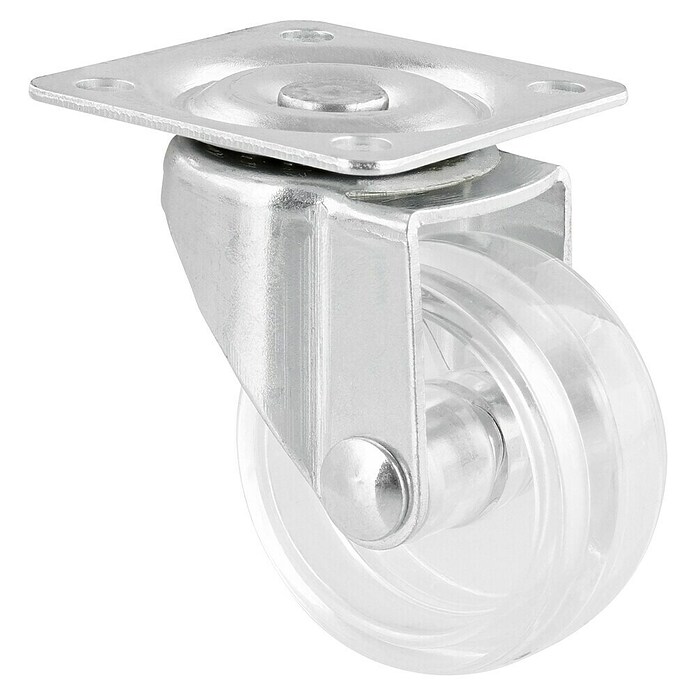 Wagner System Möbel-Lenkrolle (Traglast: 35 kg, Gleitlager, Mit Platte, Farbe Rad: Transparent, Durchmesser Rolle: 40 mm) | BAUHAUS