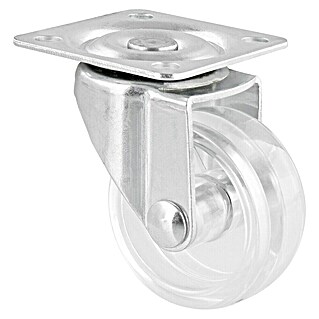 Wagner System Möbel-Lenkrolle (Traglast: 35 kg, Gleitlager, Mit Platte, Farbe Rad: Transparent, Durchmesser Rolle: 40 mm)