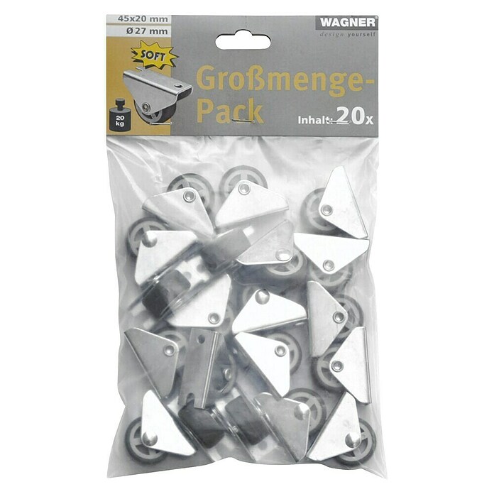 Wagner System Möbel-Bockrolle Soft (Durchmesser Rollen: 30 mm, Traglast: 20 kg, 20 Stk.) | BAUHAUS