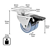 Wagner System Apparate-Lenkrolle Ultrasoft ECO (Traglast: 70 kg, Gleitlager, Mit Platte und Feststeller, Durchmesser Rolle: 50 mm) | BAUHAUS