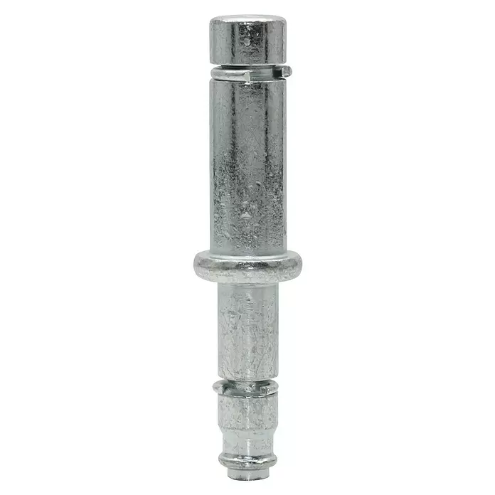 Wagner System Reduzierstück - Verzinkt, Durchmesser: 10 mm, Stahl - Silberner Metall-Gelenkbolzen mit Mittelbund und Sicherungsring.