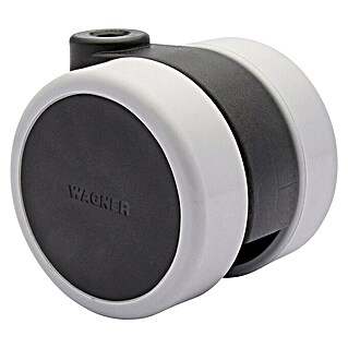Wagner System Möbel-Doppelbockrolle (Traglast: 50 kg, Gleitlager, Mit Rückenloch, Durchmesser Rolle: 59 mm)