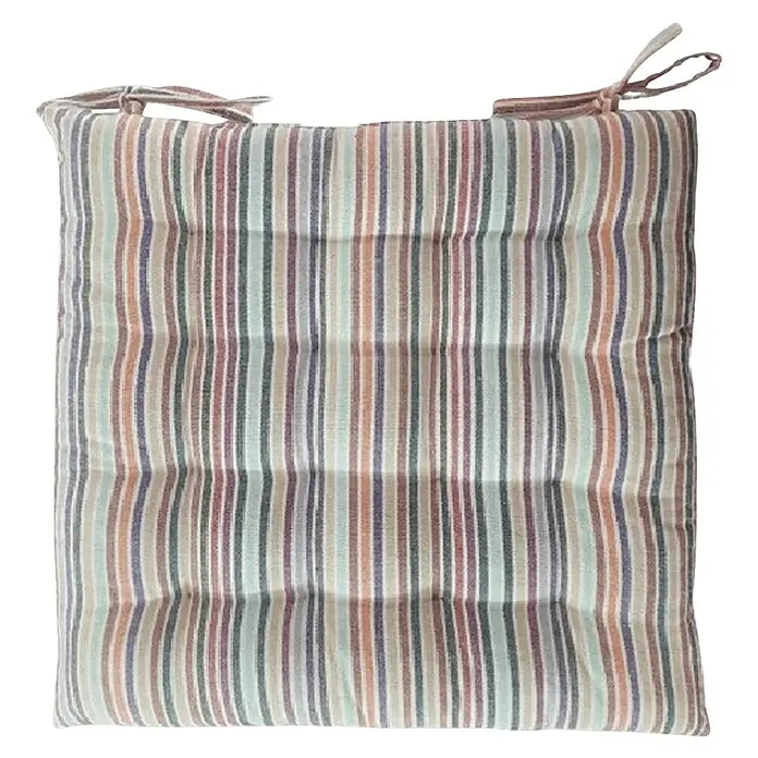 Cojín para asiento New Stripes - 45 x 45 cm, Multicolor, 100% algodón - Cojín de asiento a rayas con cintas para mayor comodidad y estilo, ideal para mejorar la decoración de tu hogar.