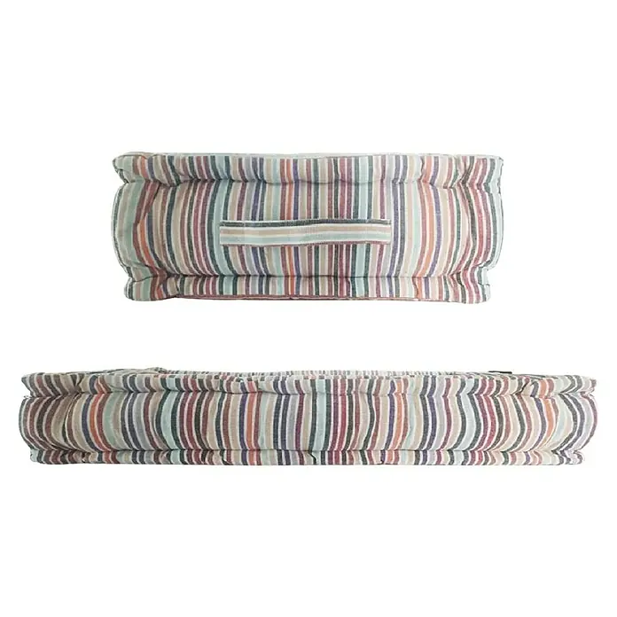 Cojín para respaldo New Stripes - 60 x 40 x 20 cm, Textil, Multicolor - Puf a rayas y un puf más plano con un patrón similar. Ideal para sentarse relajadamente o como elemento decorativo en tu hogar.