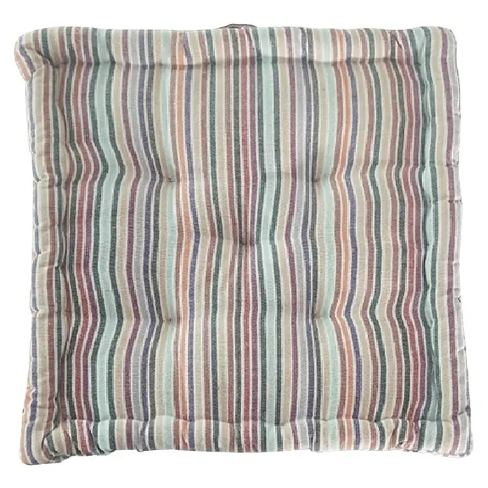 Cojín de suelo New Stripes - 45 x 45 x 10 cm, Textil, Multicolor - Cojín de asiento a rayas con botones para mayor comodidad y estilo. Un complemento acogedor para cualquier hogar.