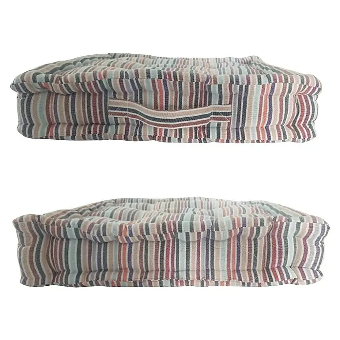 Cojín de suelo New Stripes - 45 x 45 x 10 cm, Textil, Multicolor - Dos cojines de asiento a rayas, uno con asa, ofrecen comodidad y estilo para cualquier habitación.