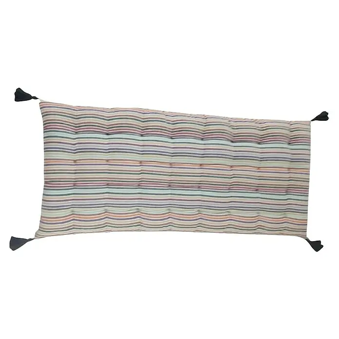 Cojín para banco New Stripes - 90 x 40 cm, Multicolor, 100% algodón - Cubrecolchón de rayas con borlas en las esquinas para mayor comodidad y estilo.