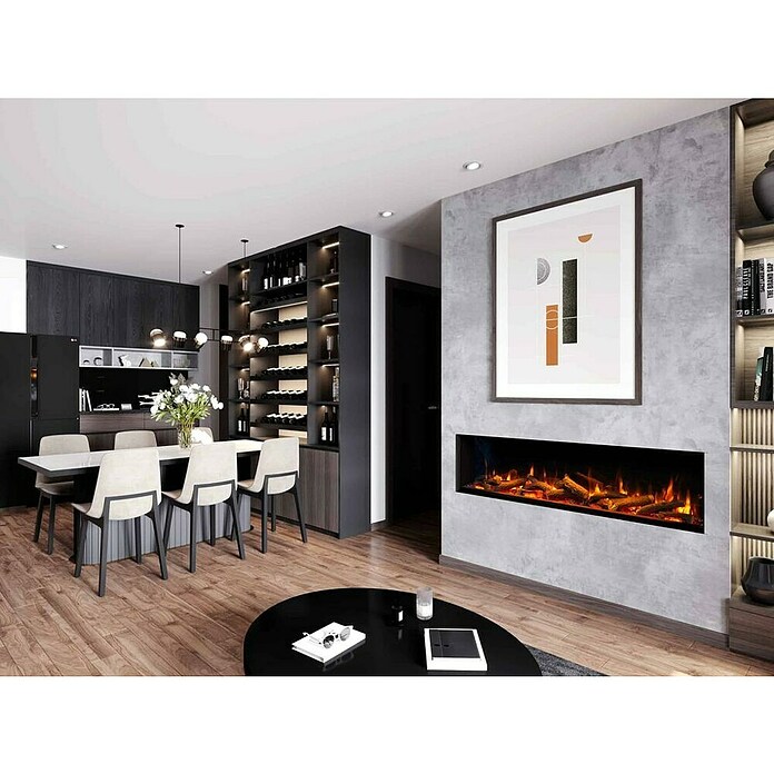 Charlton & Jenrick Chimenea eléctrica 4D Eco flame (1.500 W, Negro, L x An x Al: 30 x 183 x 56 cm) | BAUHAUS