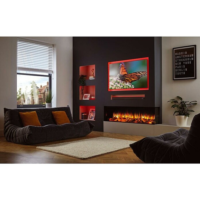 Charlton & Jenrick Chimenea eléctrica i1500E (1.500 W, Negro, L x An x Al: 30 x 153 x 56 cm) | BAUHAUS