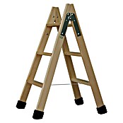 Escalera de tijera (Altura de trabajo: 2,55 m, Número de peldaños: 6 ud., Carga soportada: 150 kg, Madera) | BAUHAUS