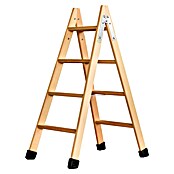 Escalera de tijera (Altura de trabajo: 2,8 m, Número de peldaños: 8 ud., Carga soportada: 150 kg, Madera) | BAUHAUS
