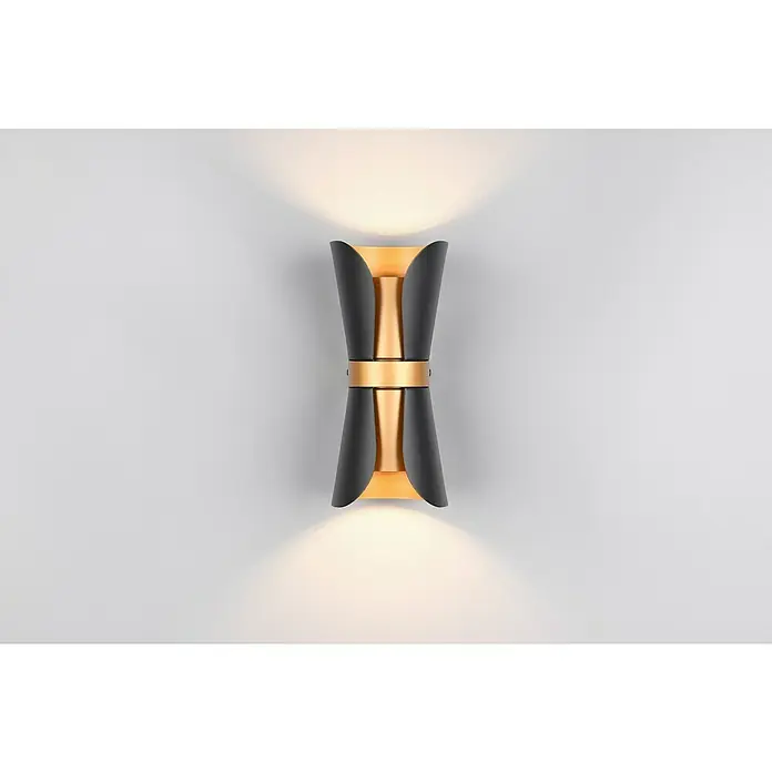 Trio Lighting Aplique de pared LED Coat - Negro, IP20, GU10 - Elegante aplique de pared en negro y dorado. La lámpara elegante proporciona una iluminación agradable y es un punto de atracción en cualquier pared.