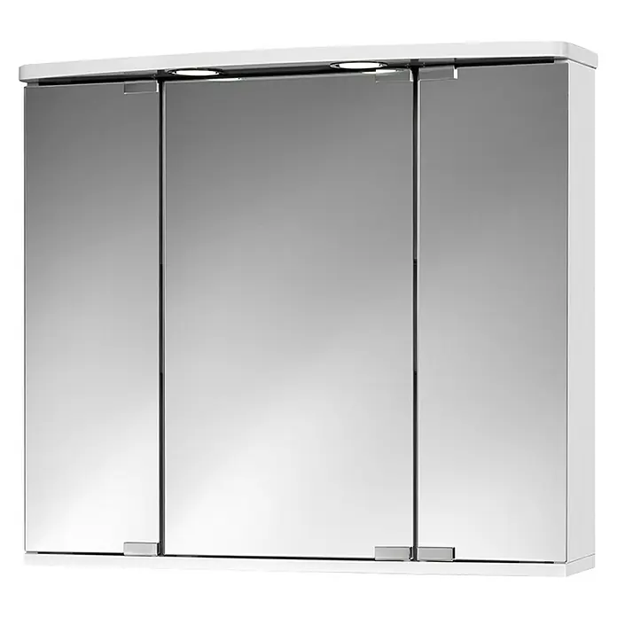 Jokey LED-Spiegelschrank Doro - B x H: 67,4 x 60 cm, Holz, Weiß - Spiegelschrank mit drei Türen und Beleuchtung, ideal für Badezimmer. Praktisch und stilvoll für mehr Stauraum.