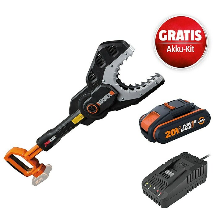 Worx PowerShare 20V Maschinenpaket WG329E.9 (Akku-Astsäge WG329E.9, Akku & Schnellladegerät) | BAUHAUS