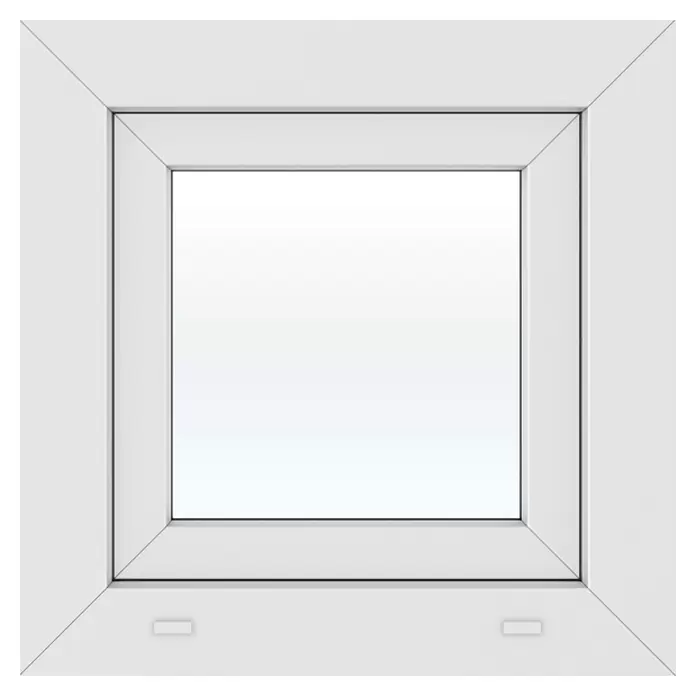 Solid Elements Kunststofffenster New Basic - 50 x 50 cm, Verglasung: 3-fach, DIN Anschlag: Links, Weiß - Weißer quadratischer Fensterrahmen mit sauberem, modernem Design.