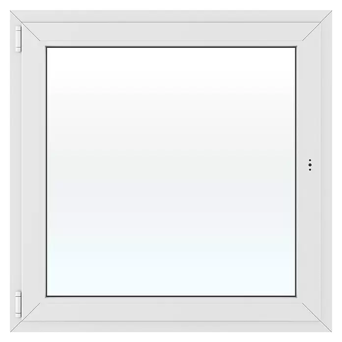 Solid Elements Kunststofffenster Basic - 100 x 100 cm, Verglasung: 2-fach, DIN Anschlag: Links, Außen: Anthrazit Sandstruktur, Innen: Weiß - Weißer Fensterrahmen mit Klarglas und sichtbaren Scharnieren.