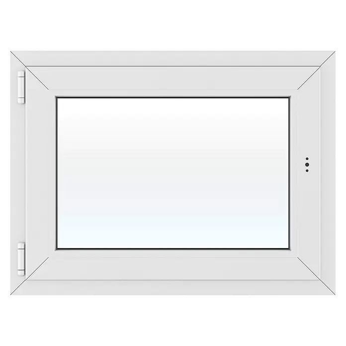 Solid Elements Kunststofffenster Basic - 80 x 60 cm, Verglasung: 2-fach, DIN Anschlag: Links, Außen: Anthrazit Sandstruktur, Innen: Weiß - Weißer PVC-Fensterrahmen mit klarer Scheibe, mit Scharnieren und Verschlusspunkten.