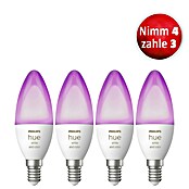 Philips Hue Set Smart LED-Lampe White & Color Ambiance (E14, Dimmbar, RGBW, 470 lm, 5,3 W, 4 Stk.) | BAUHAUS