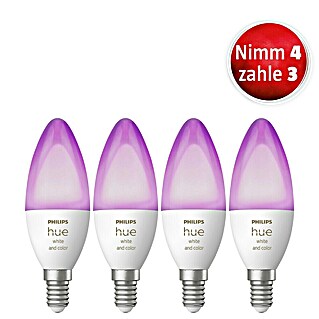 Philips Hue Set Smart LED-Lampe White & Color Ambiance (E14, Dimmbar, RGBW, 470 lm, 5,3 W, 4 Stk.)