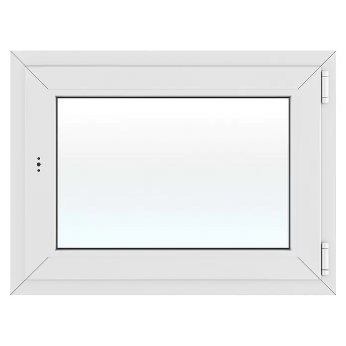 Solid Elements Kunststofffenster Basic - 80 x 60 cm, Verglasung: 2-fach, DIN Anschlag: Rechts, Außen: Anthrazit Sandstruktur, Innen: Weiß - Weißes Flügelfenster mit klarer Scheibe, Scharnieren rechts und Verschlusspunkten links.