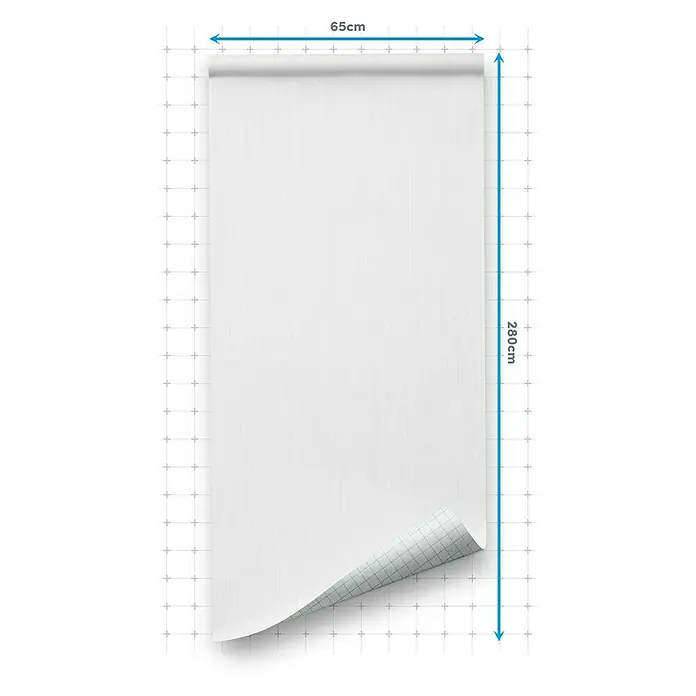 Papel pintado de vinilo autoadhesivo Sequoya - Blanco, L x An: 280 x 65 cm - Rollo de papel pintado blanco de 65 cm de ancho y 280 cm de largo, ideal para revestimientos de paredes y proyectos creativos de bricolaje.