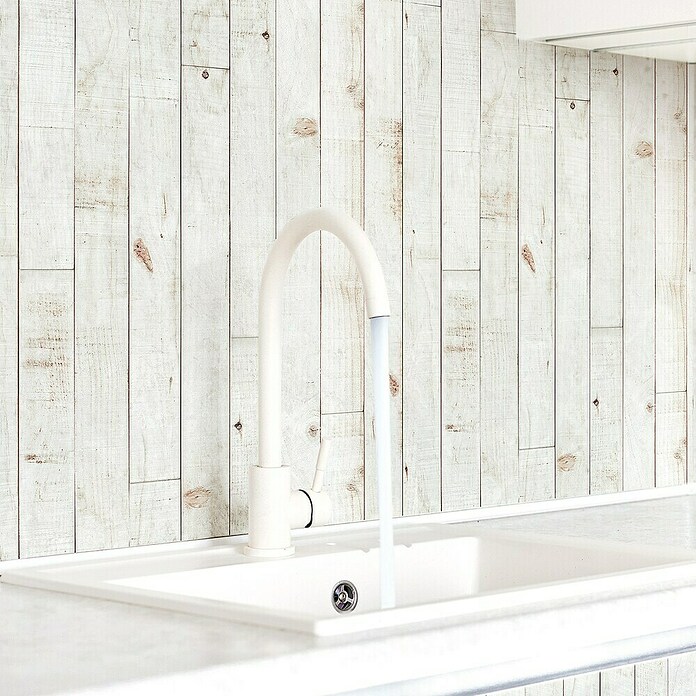 Papel pintado de vinilo autoadhesivo Madera (Blanco, L x An: 280 x 65 cm) | BAUHAUS