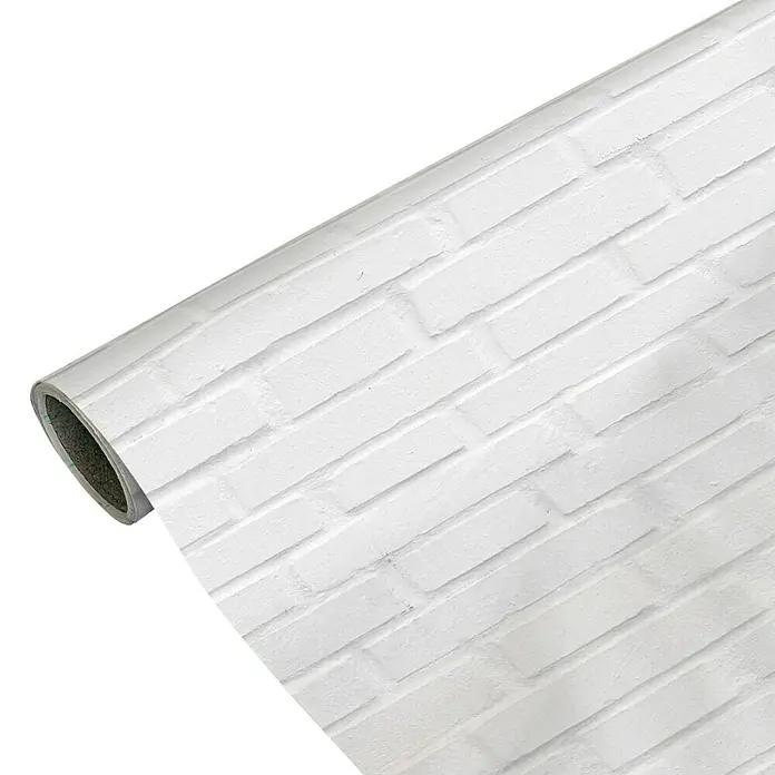 Papel pintado de vinilo autoadhesivo Ladrillo - Blanco, L x An: 280 x 65 cm - Rollo de papel pintado de ladrillos blancos con patrón de ladrillos para un diseño moderno de pared interior. Ideal para salones y dormitorios.