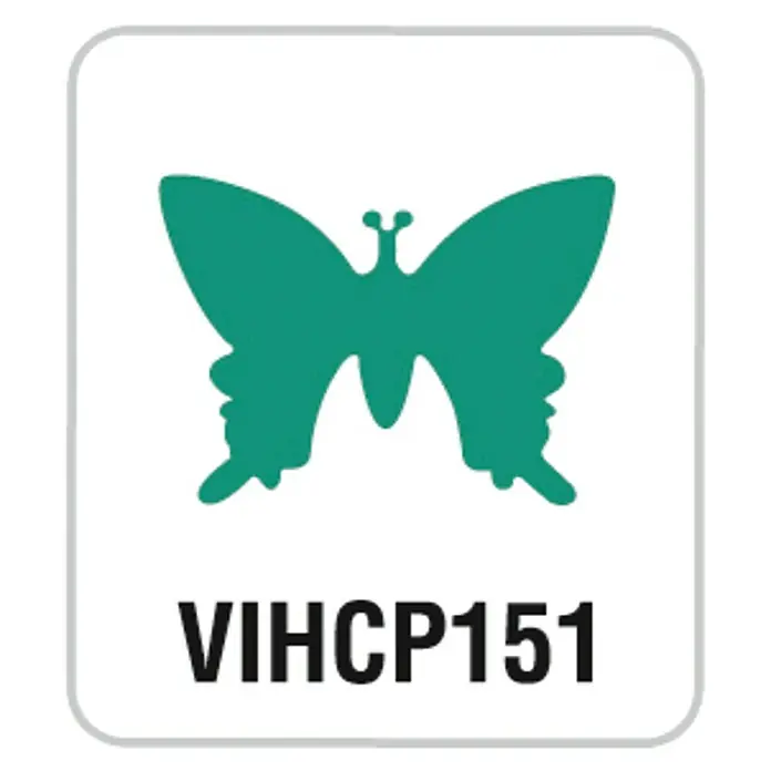 Artemio Perforadora pequeña Butterfly - Mariposa, 1,6 x 1,3 cm - Imagen del producto VIHCP151 con un emblema de mariposa verde sobre un fondo blanco.