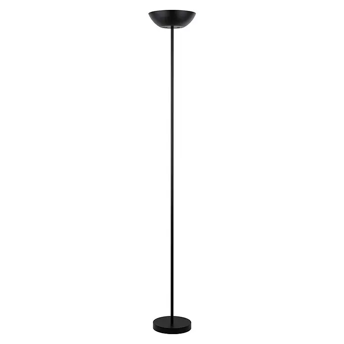 Tween Light Akku-Stehleuchte Navene - 27 x 170 cm, Schwarz, Warmweiß, 7,8 W, IP20 - Eine elegante schwarze Stehlampe mit einem schalenförmigen Lampenschirm und einem schlanken, minimalistischen Design, das modernes Ambiente schafft.