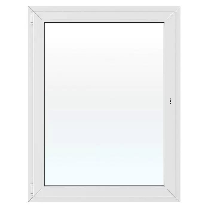 Solid Elements Kunststofffenster Basic - 105 x 135 cm, Verglasung: 2-fach, DIN Anschlag: Links, Außen: Anthrazit Sandstruktur, Innen: Weiß - Weißes Fenster mit sauberem Rahmen und sichtbaren Scharnieren.