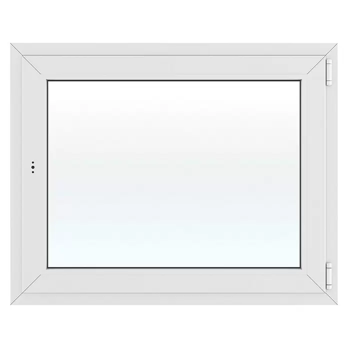 Solid Elements Kunststofffenster Basic - 100 x 80 cm, Verglasung: 2-fach, DIN Anschlag: Rechts, Außen: Anthrazit Sandstruktur, Innen: Weiß - Weißes rechteckiges Fenster mit klarem Glas und Beschlägen.