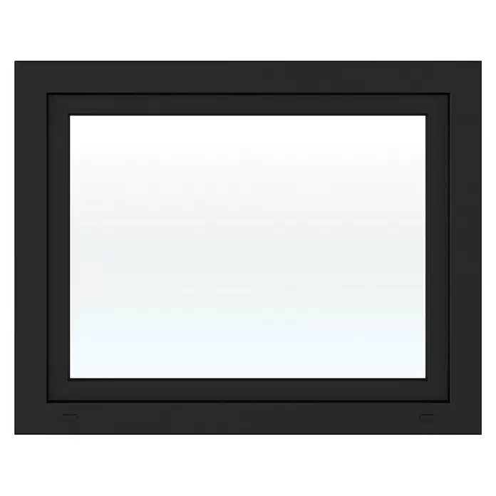 Solid Elements Kunststofffenster Basic - 100 x 80 cm, Verglasung: 2-fach, DIN Anschlag: Links, Außen: Anthrazit Sandstruktur, Innen: Weiß - Rechteckiger schwarzer Fensterrahmen mit einfachem Design.