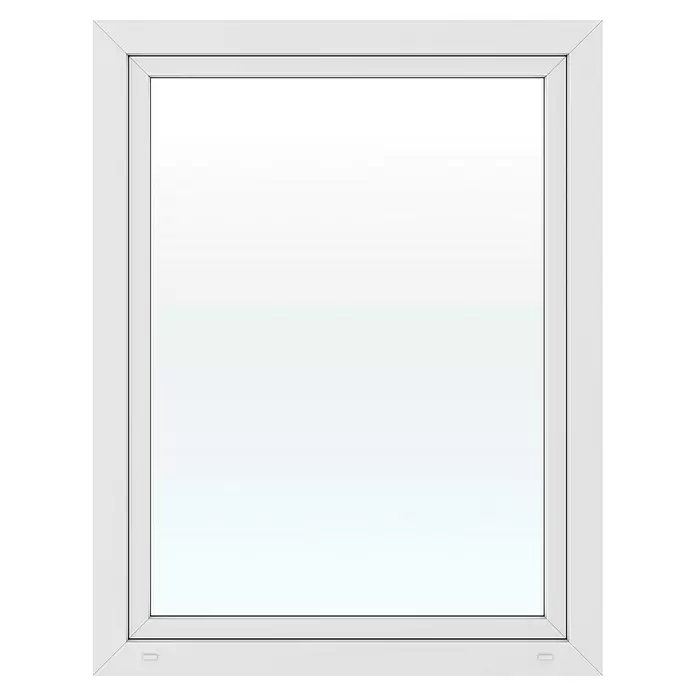 Solid Elements Kunststofffenster New Basic - 105 x 135 cm, Verglasung: 2-fach, DIN Anschlag: Links, Weiß - Rechteckiger weißer Fensterrahmen mit klarer Scheibe.