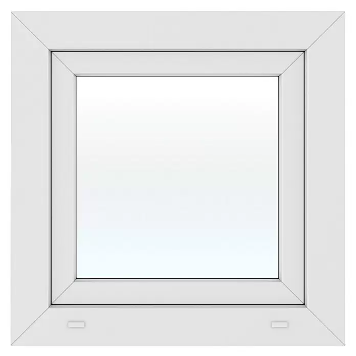 Solid Elements Kunststofffenster New Basic - 60 x 60 cm, Verglasung: 3-fach, DIN Anschlag: Links, Weiß - Weißer quadratischer Fensterrahmen.