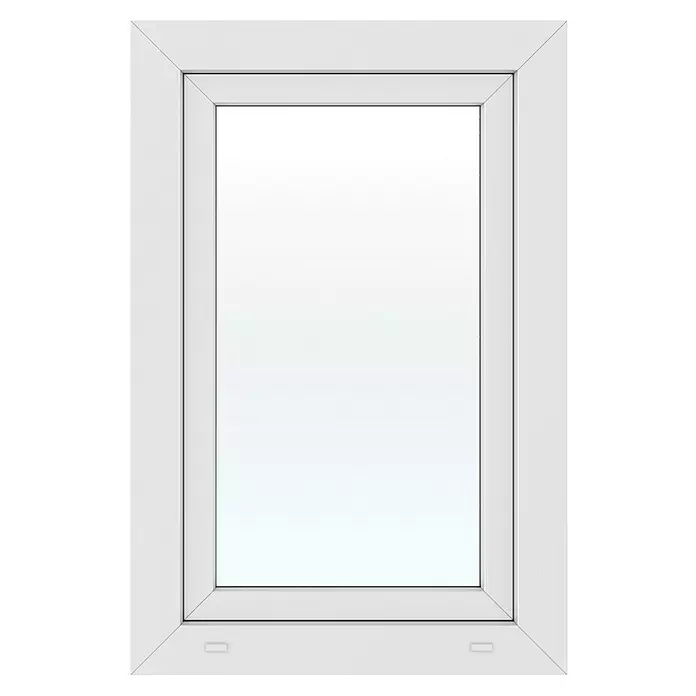 Solid Elements Kunststofffenster New Basic - 60 x 90 cm, Verglasung: 2-fach, DIN Anschlag: Rechts, Weiß - Weißer rechteckiger Fensterrahmen mit klarer Scheibe.