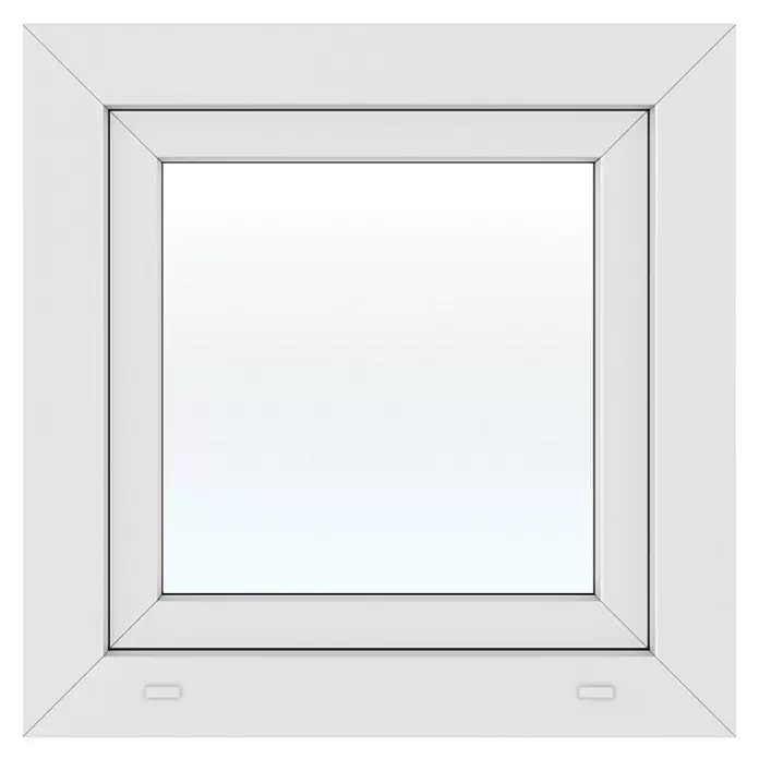 Solid Elements Kunststofffenster New Basic - 60 x 60 cm, Verglasung: 3-fach, DIN Anschlag: Rechts, Weiß - Weißer quadratischer PVC-Fensterrahmen.