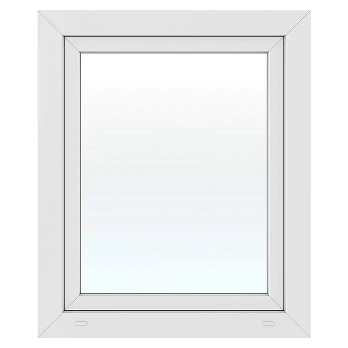 Solid Elements Kunststofffenster New Basic - 75 x 90 cm, Verglasung: 3-fach, DIN Anschlag: Links, Weiß - Modernes weißes Fensterrahmen mit transparentem Glas.