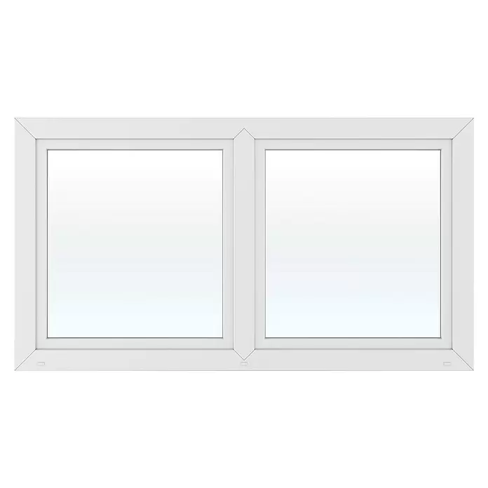 Solid Elements Kunststofffenster New Basic - 200 x 110 cm, Verglasung: 2-fach, Dreh Links/Dreh-Kipp Rechts, Weiß - Weißes zweiflügeliges Fenster mit Doppelverglasung.
