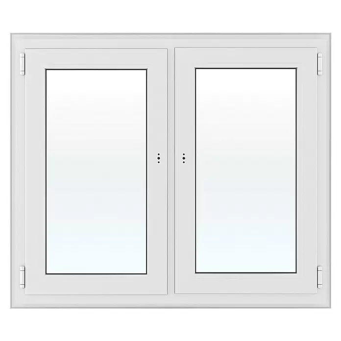 Solid Elements Kunststofffenster Basic - 120 x 110 cm, Verglasung: 3-fach, DIN Anschlag: Links/Rechts, Außen: Anthrazit Sandstruktur, Innen: Weiß - Weißes Doppelflügelfenster mit sichtbaren Scharnieren und zentralen Verschlüssen.