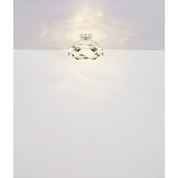 Globo Karilion LED-Deckenleuchte - 24 W, Ø x H: 37 x 21,5 cm, Rauch, Silber verchromt, Warmweiß - Elegante Deckenleuchte mit Kristalldekor. Die Leuchte sorgt mit ihrem besonderen Design für eine stimmungsvolle Beleuchtung im Raum.