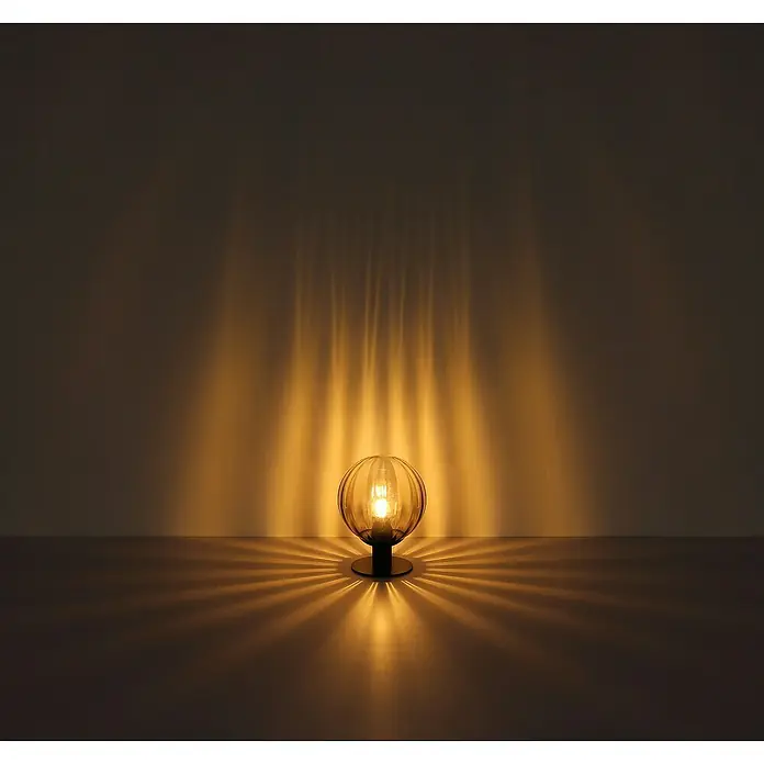 Globo Dallerta Tischleuchte - Ø x H: 23 x 29,5 cm, Schwarz matt, Rauch - Elegante Kugel-Tischleuchte mit warmem Lichtschein. Die Lampe sorgt für eine stimmungsvolle Atmosphäre.