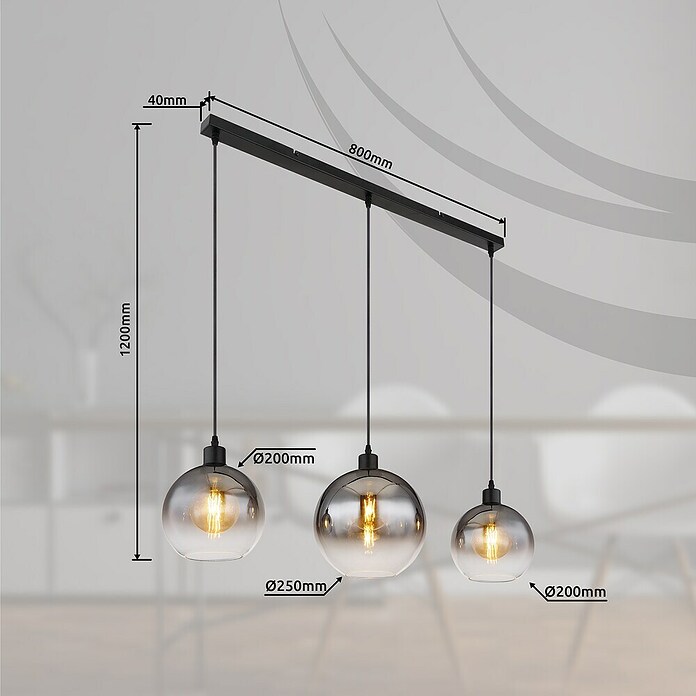 Globo Newcastle Viseća LED svjetiljka  (60 W, D x Š x V: 95 x 25 x 120 cm, Crna) | BAUHAUS