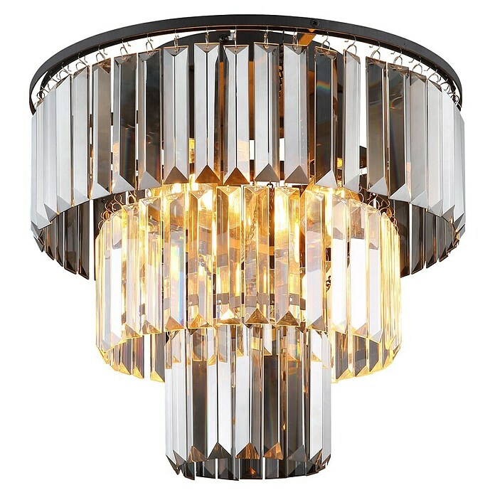 Globo Naxis Deckenleuchte rund (40 W, Ø x H: 40 x 33 cm, Amber, Schwarz matt) | BAUHAUS