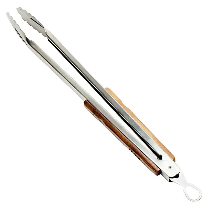 Petromax Grillzange - Länge: 41 cm, Edelstahl - Eine Grillzange mit Holzgriff und Edelstahlspitzen zum einfachen Wenden von Grillgut. Das Küchenwerkzeug ist robust und langlebig.