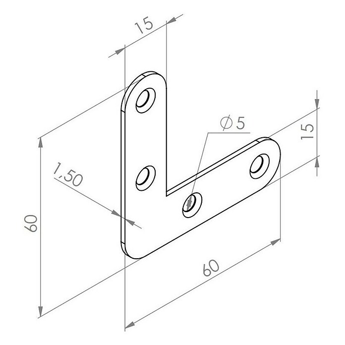 Walteco Flachwinkel (L x B x H: 60 x 60 x 16 mm) | BAUHAUS