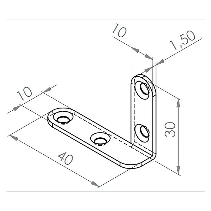 Walteco Kutnik Desno  (Debljina: 1,5 mm, D x Š x V: 30 x 40 x 10 mm) | BAUHAUS